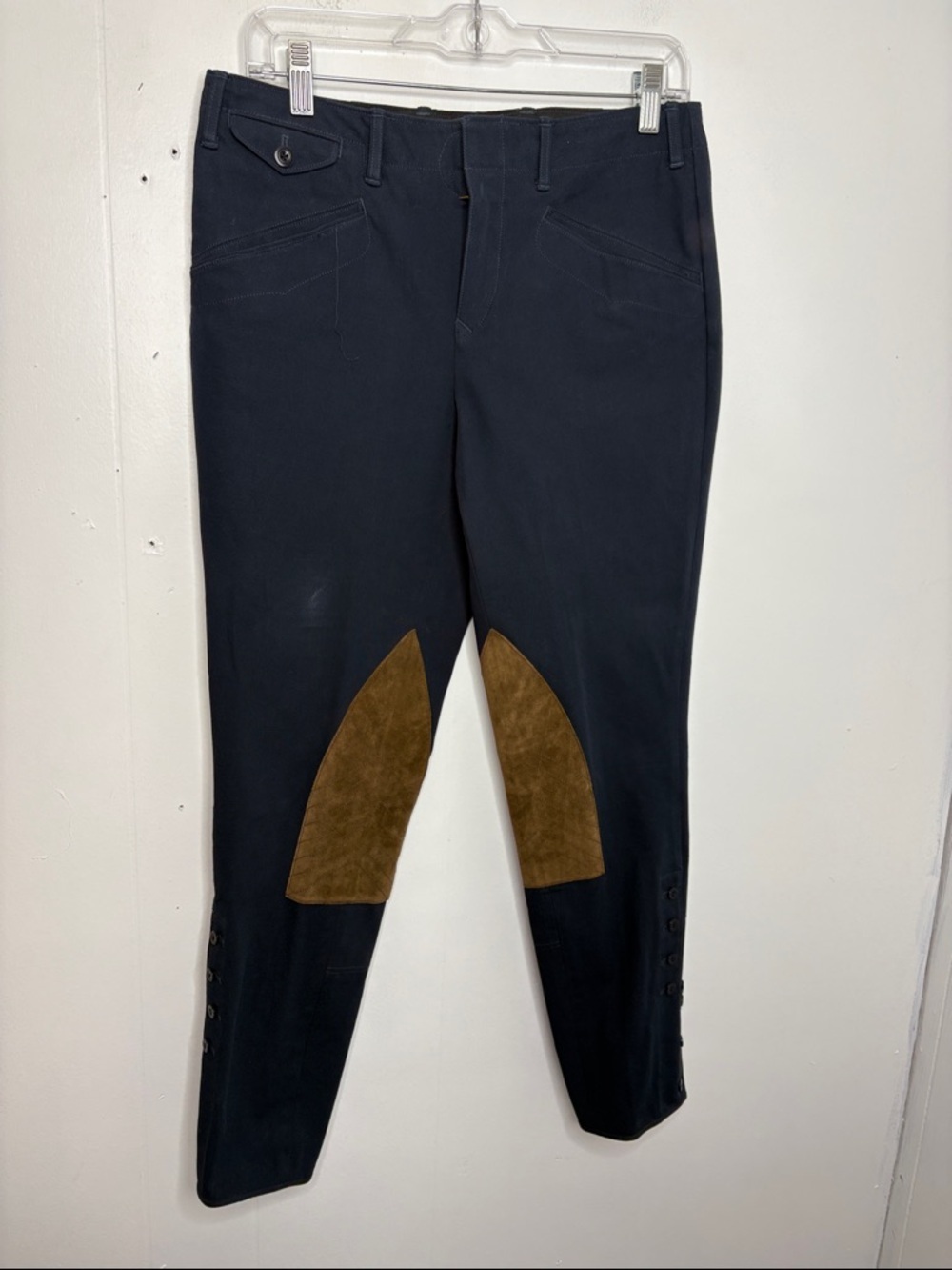 Ralph Lauren Pants Womens 10 Equestrian Breeches Knee Patches Thick Riding Navy